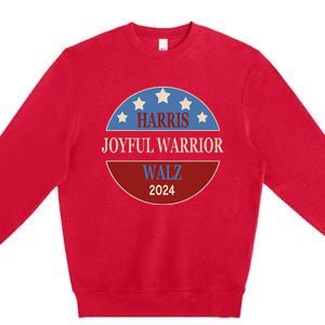 Harris Waltz Joyful Warrior Kamala Harris Tim Walz President Premium Crewneck Sweatshirt