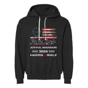 Harris Waltz Joyful Warrior Kamala Harris Tim Walz President Garment-Dyed Fleece Hoodie