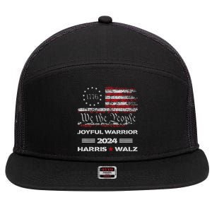 Harris Waltz Joyful Warrior Kamala Harris Tim Walz President 7 Panel Mesh Trucker Snapback Hat