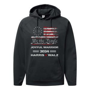 Harris Waltz Joyful Warrior Kamala Harris Tim Walz President Performance Fleece Hoodie