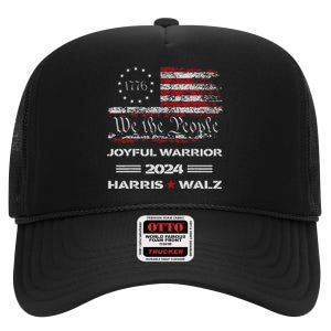 Harris Waltz Joyful Warrior Kamala Harris Tim Walz President High Crown Mesh Back Trucker Hat