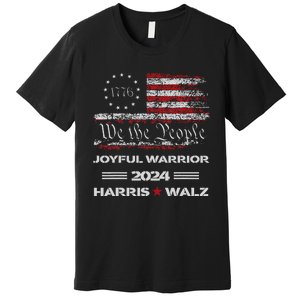 Harris Waltz Joyful Warrior Kamala Harris Tim Walz President Premium T-Shirt