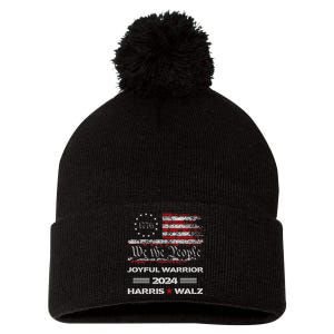 Harris Waltz Joyful Warrior Kamala Harris Tim Walz President Pom Pom 12in Knit Beanie