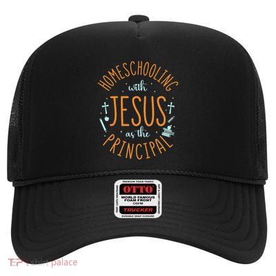 Homeschooling With Jesus Christian Teacher Homeschool Mom High Crown Mesh Back Trucker Hat