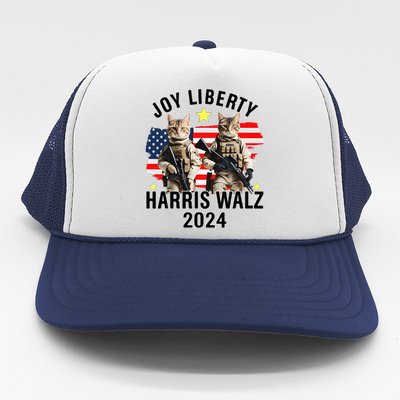 Harris Walz Joy Liberty 2024 Vintage Election Trucker Hat