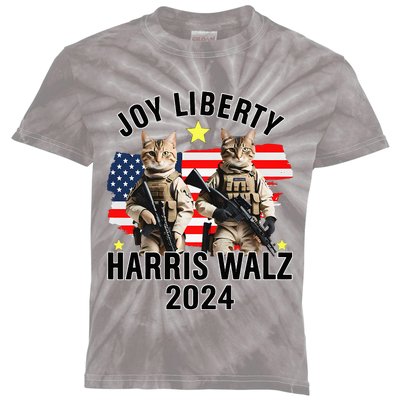 Harris Walz Joy Liberty 2024 Vintage Election Kids Tie-Dye T-Shirt