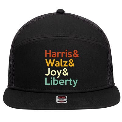 Harris Walz Joy Liberty Harris Waltz 2024 7 Panel Mesh Trucker Snapback Hat