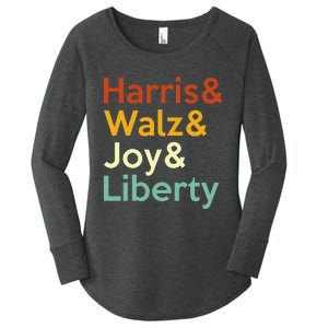 Harris Walz Joy Liberty Harris Waltz 2024 Women's Perfect Tri Tunic Long Sleeve Shirt