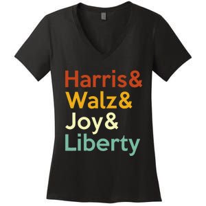 Harris Walz Joy Liberty Harris Waltz 2024 Women's V-Neck T-Shirt