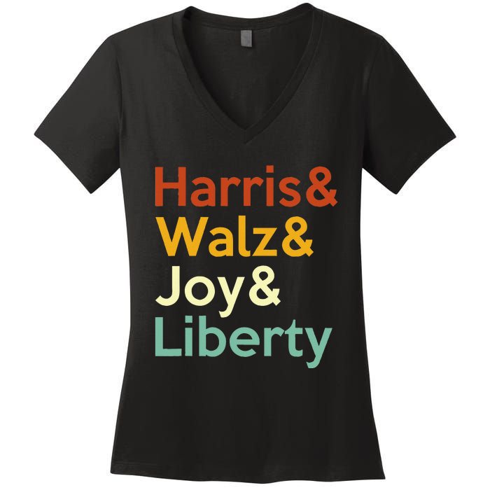 Harris Walz Joy Liberty Harris Waltz 2024 Women's V-Neck T-Shirt