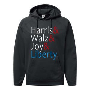 Harris Walz Joy Liberty Vote Kamala Harris President Performance Fleece Hoodie