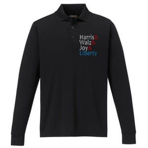 Harris Walz Joy Liberty Vote Kamala Harris President Performance Long Sleeve Polo