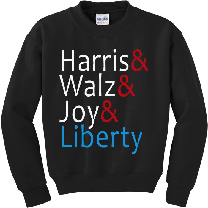 Harris Walz Joy Liberty Vote Kamala Harris President Kids Sweatshirt