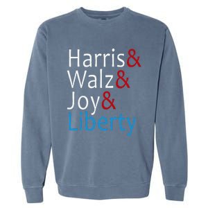 Harris Walz Joy Liberty Vote Kamala Harris President Garment-Dyed Sweatshirt