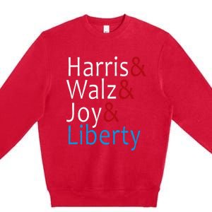 Harris Walz Joy Liberty Vote Kamala Harris President Premium Crewneck Sweatshirt