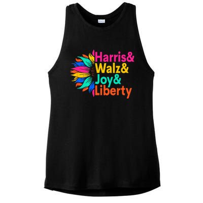 Harris Walz Joy Liberty Sunflower Harris Walz Waltz 2024 Ladies PosiCharge Tri-Blend Wicking Tank