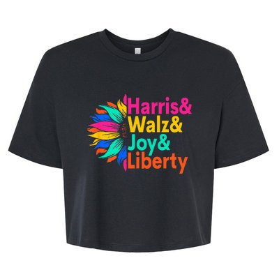 Harris Walz Joy Liberty Sunflower Harris Walz Waltz 2024 Bella+Canvas Jersey Crop Tee