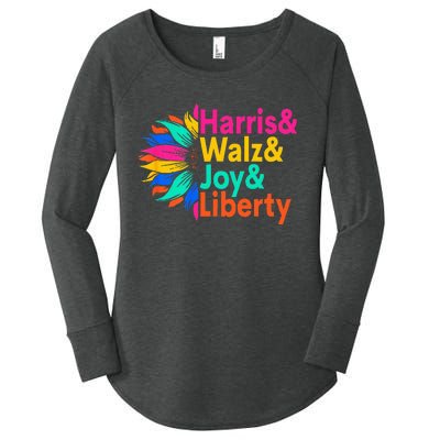 Harris Walz Joy Liberty Sunflower Harris Walz Waltz 2024 Women's Perfect Tri Tunic Long Sleeve Shirt