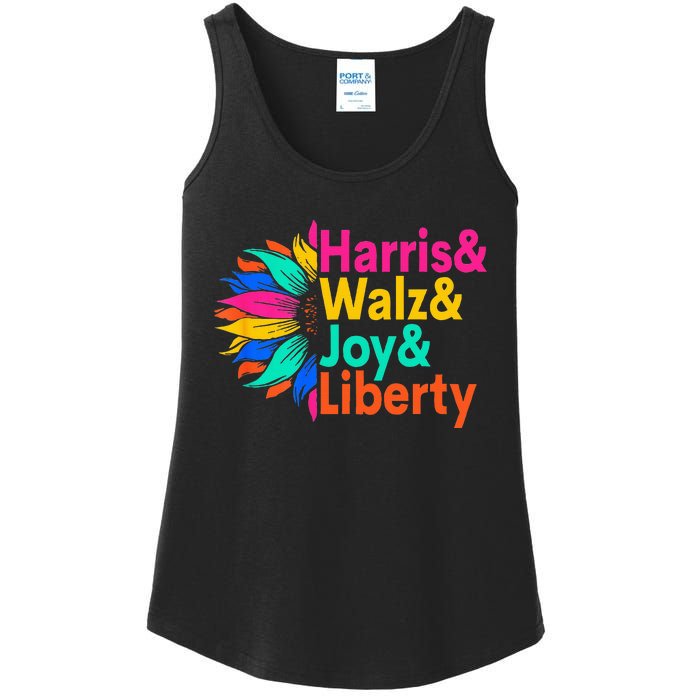 Harris Walz Joy Liberty Sunflower Harris Walz Waltz 2024 Ladies Essential Tank