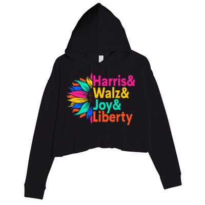 Harris Walz Joy Liberty Sunflower Harris Walz Waltz 2024 Crop Fleece Hoodie