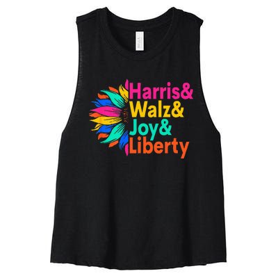 Harris Walz Joy Liberty Sunflower Harris Walz Waltz 2024 Women's Racerback Cropped Tank