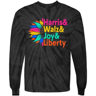 Harris Walz Joy Liberty Sunflower Harris Walz Waltz 2024 Tie-Dye Long Sleeve Shirt