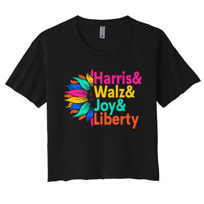 Harris Walz Joy Liberty Sunflower Harris Walz Waltz 2024 Women's Crop Top Tee