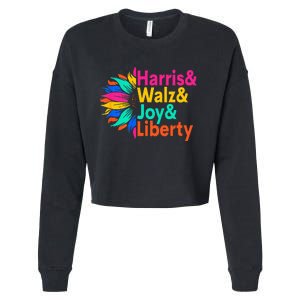 Harris Walz Joy Liberty Sunflower Harris Walz Waltz 2024 Cropped Pullover Crew