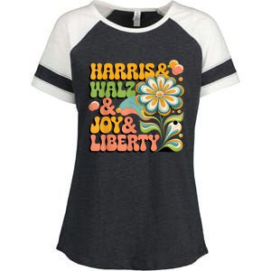 Harris Walz Joy Liberty Election Day Enza Ladies Jersey Colorblock Tee