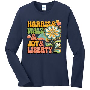 Harris Walz Joy Liberty Election Day Ladies Long Sleeve Shirt