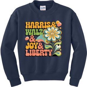 Harris Walz Joy Liberty Election Day Kids Sweatshirt