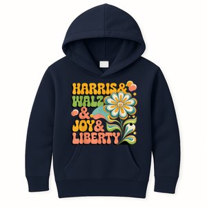 Harris Walz Joy Liberty Election Day Kids Hoodie