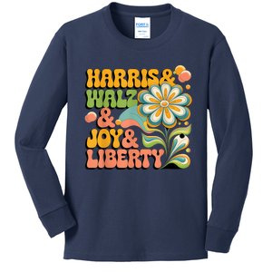 Harris Walz Joy Liberty Election Day Kids Long Sleeve Shirt