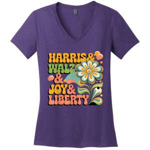 Harris Walz Joy Liberty Election Day Women's V-Neck T-Shirt