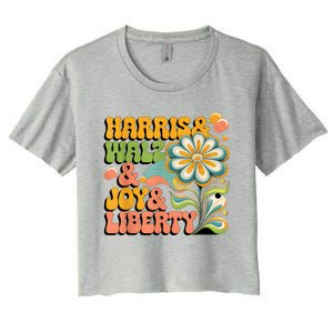 Harris Walz Joy Liberty Election Day Women's Crop Top Tee