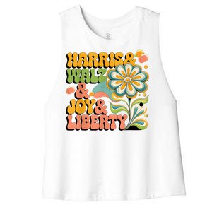 Harris Walz Joy Liberty Election Day Women's Racerback Cropped Tank