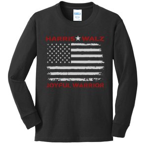 Harris Waltz Joyful Warrior Kamala Harris Tim Walz President Kids Long Sleeve Shirt