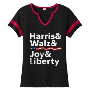 Harris Walz Joy Liberty Harris Walz Waltz 2024 Retro Ladies Halftime Notch Neck Tee