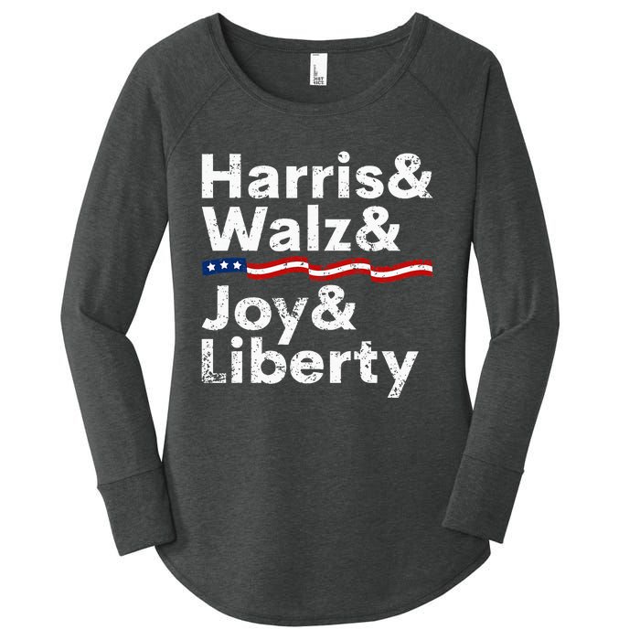 Harris Walz Joy Liberty Harris Walz Waltz 2024 Retro Women's Perfect Tri Tunic Long Sleeve Shirt