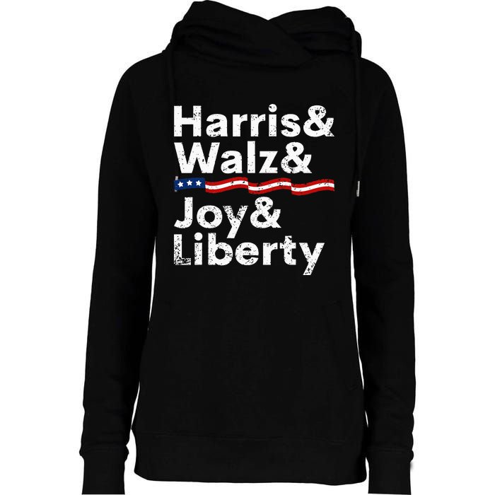 Harris Walz Joy Liberty Harris Walz Waltz 2024 Retro Womens Funnel Neck Pullover Hood