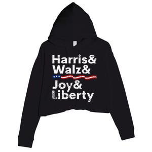 Harris Walz Joy Liberty Harris Walz Waltz 2024 Retro Crop Fleece Hoodie