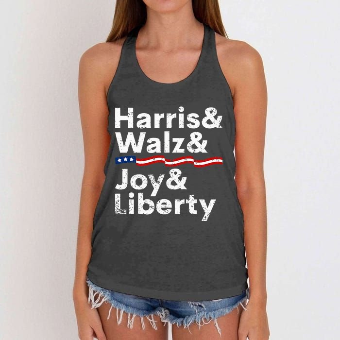 Harris Walz Joy Liberty Harris Walz Waltz 2024 Retro Women's Knotted Racerback Tank