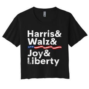 Harris Walz Joy Liberty Harris Walz Waltz 2024 Retro Women's Crop Top Tee