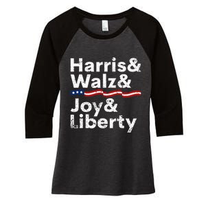 Harris Walz Joy Liberty Harris Walz Waltz 2024 Retro Women's Tri-Blend 3/4-Sleeve Raglan Shirt