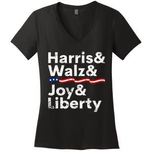 Harris Walz Joy Liberty Harris Walz Waltz 2024 Retro Women's V-Neck T-Shirt