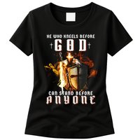 He Who Kneels Before God Can Stand Before Anyone Womens T-Shirt