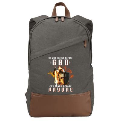 He Who Kneels Before God Can Stand Before Anyone Cotton Canvas Backpack