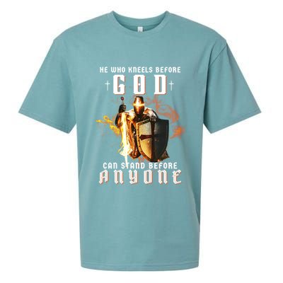 He Who Kneels Before God Can Stand Before Anyone Sueded Cloud Jersey T-Shirt