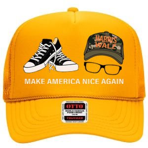 Harris Walz Kamal Make America Nice Again Kamala Rally High Crown Mesh Back Trucker Hat