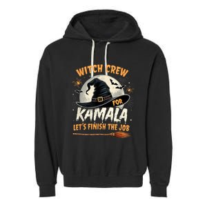 Halloween Witch Kamala Harris Witch Crew For Kamala 2024 Garment-Dyed Fleece Hoodie